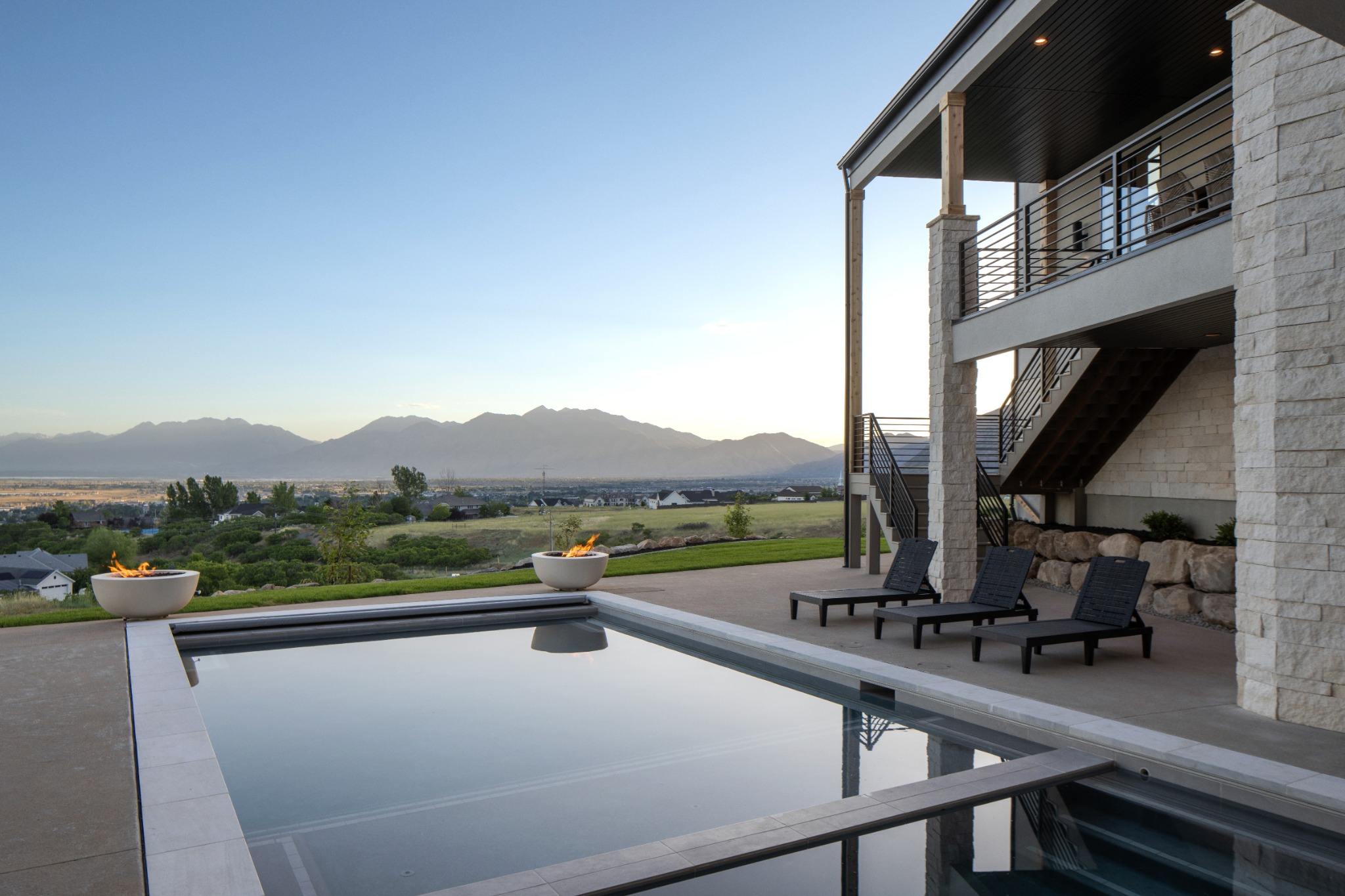 Pool and outdoor living overlooking the Utah landscape